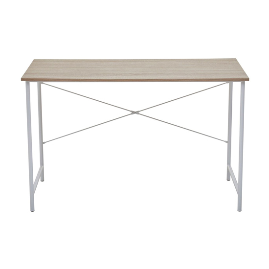 Bradken Natural Oak Wooden Laptop Desk With White Metal Frame
