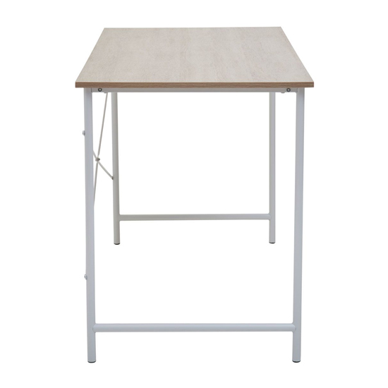 Bradken Natural Oak Wooden Laptop Desk With White Metal Frame