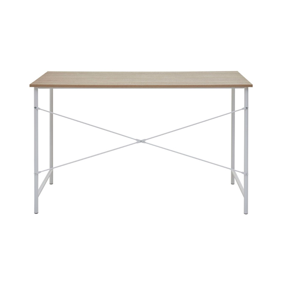 Bradken Natural Oak Wooden Laptop Desk With White Metal Frame