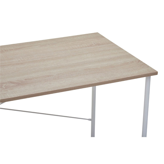 Bradken Natural Oak Wooden Laptop Desk With White Metal Frame
