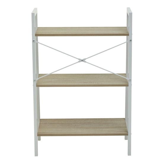 Bradken Natural Wooden 3 Tier Shelving Unit With White Frame