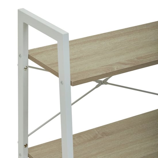 Bradken Natural Wooden 3 Tier Shelving Unit With White Frame