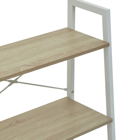 Bradken Natural Wooden 3 Tier Shelving Unit With White Frame