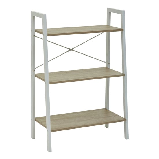 Bradken Natural Wooden 3 Tier Shelving Unit With White Frame