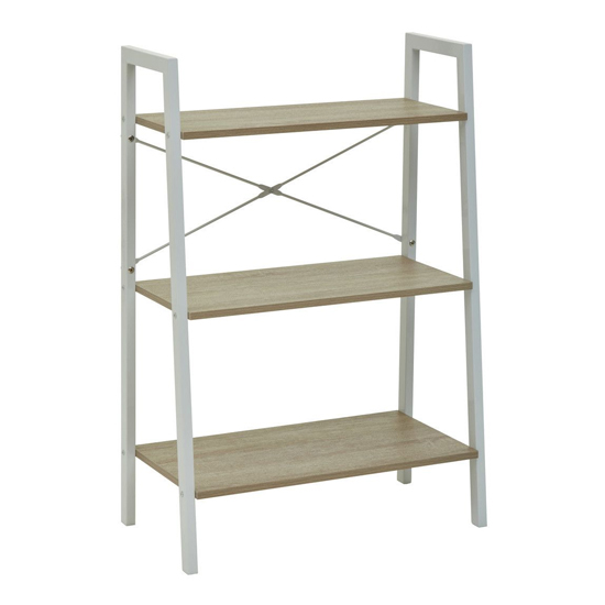 Bradken Natural Wooden 3 Tier Shelving Unit With White Frame