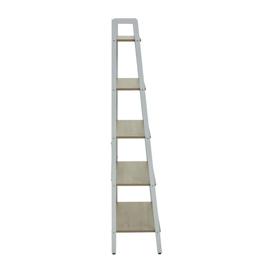Bradken Natural Wooden 5 Tier Shelving Unit With White Frame
