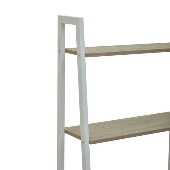 Bradken Natural Wooden 5 Tier Shelving Unit With White Frame