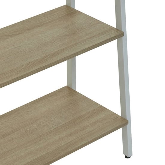 Bradken Natural Wooden 5 Tier Shelving Unit With White Frame