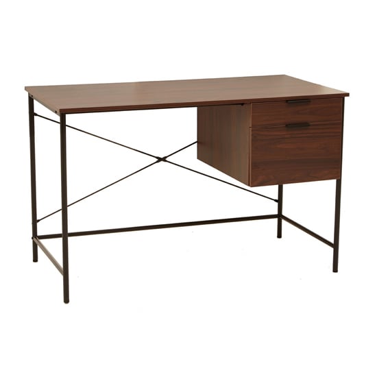 Read more about Bradken wooden computer desk with 2 drawers in dark walnut