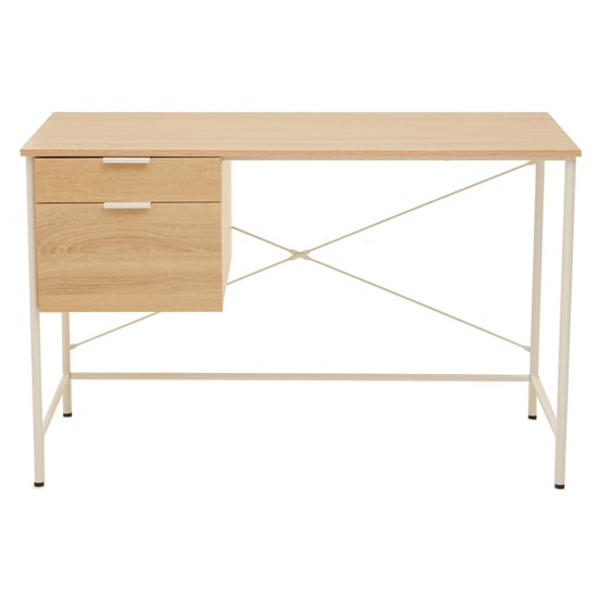 Bradken Wooden Computer Desk With 2 Drawers In Natural Oak
