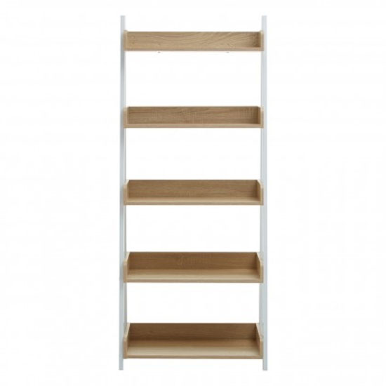 Bradken Ladder 5 Tier Wooden Shelving Unit In Light Oak_2