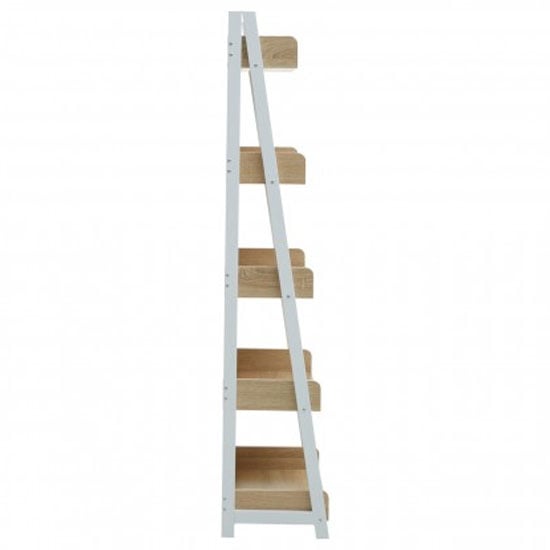 Bradken Ladder 5 Tier Wooden Shelving Unit In Light Oak_3