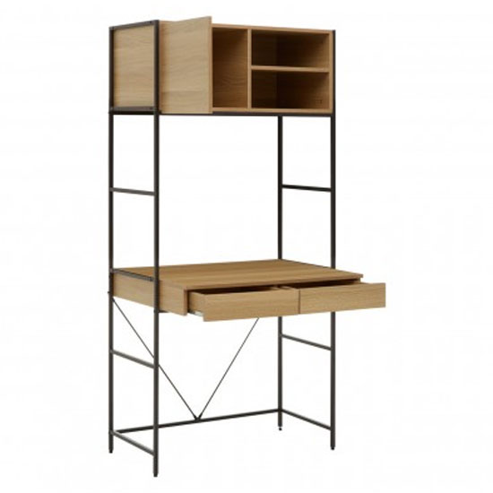 Bradken Wooden Computer Desk With Brown Frame In Natural Oak