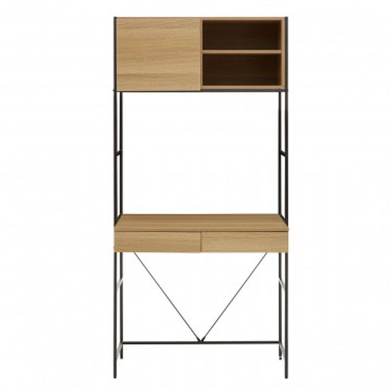 Bradken Wooden Computer Desk With Brown Frame In Natural Oak