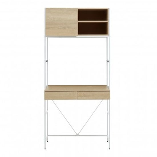 Bradken Wooden Computer Desk With White Frame In Natural Oak