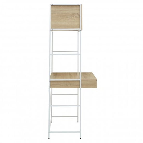 Bradken Wooden Computer Desk With White Frame In Natural Oak