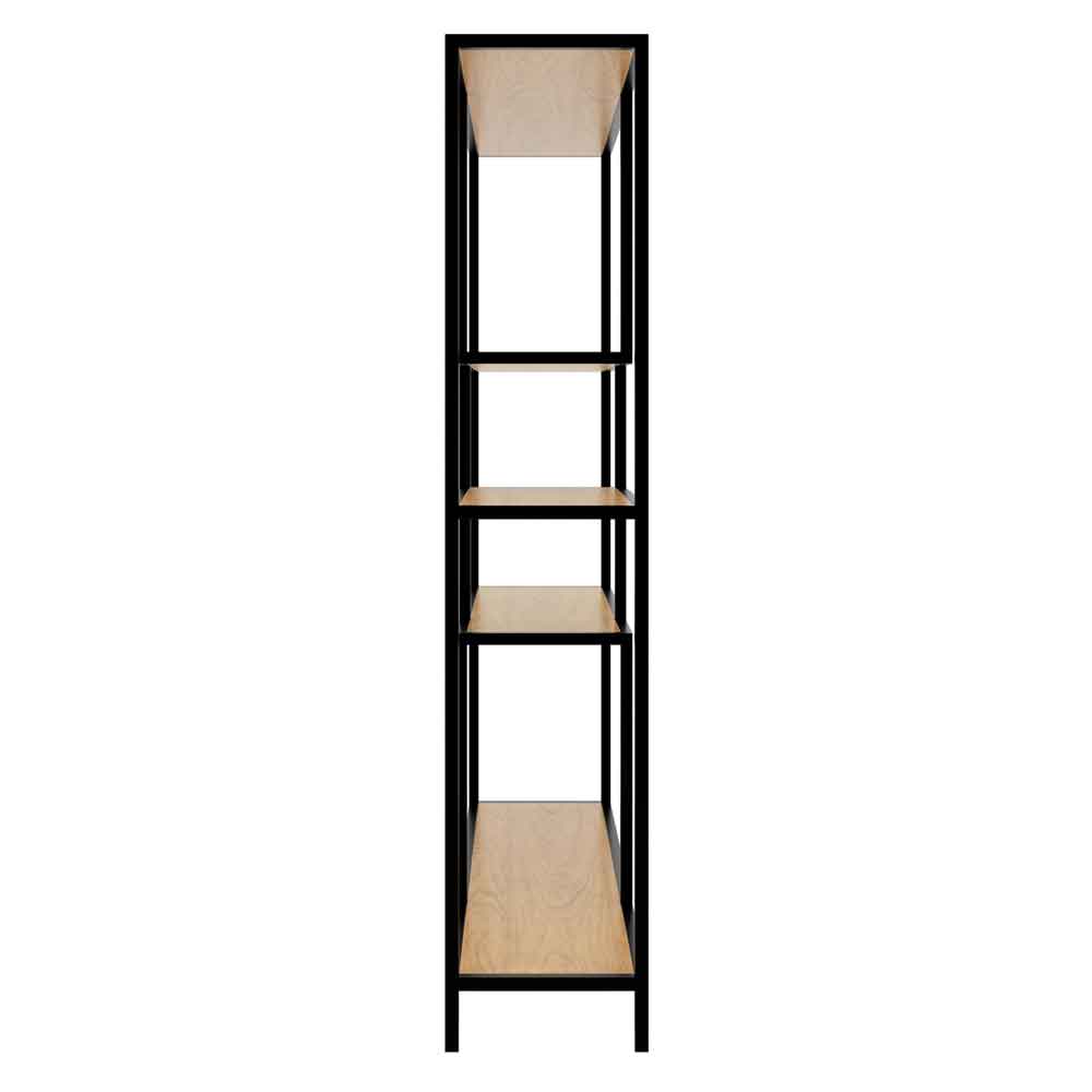 Brady Wooden Shelving Unit with Black Metal Frame in Wild Oak