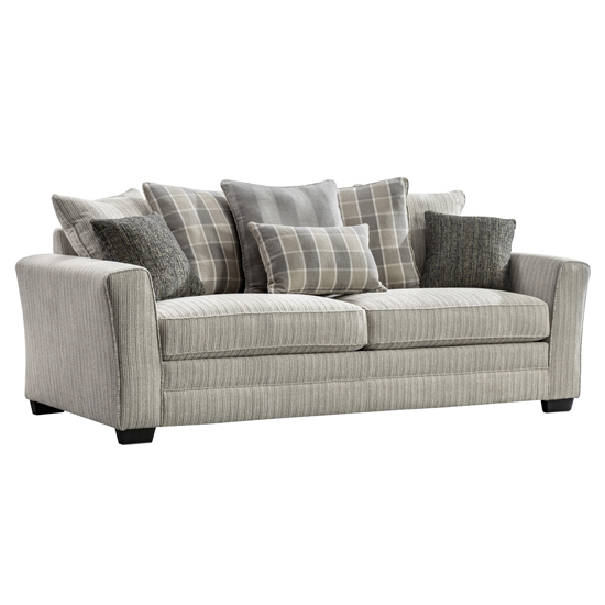 Braemar Fabric 3 Seater Sofa In Beige With Scatter Cushions FiF