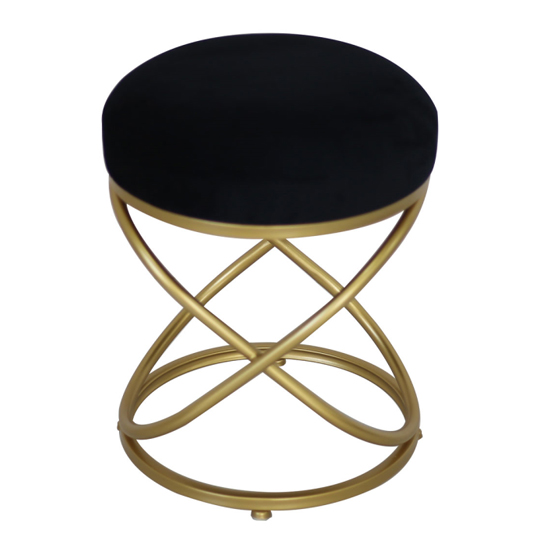 Product photograph of Braga Velvet Rizzo Stool In Black With Matte Silver Legs from Furniture in Fashion