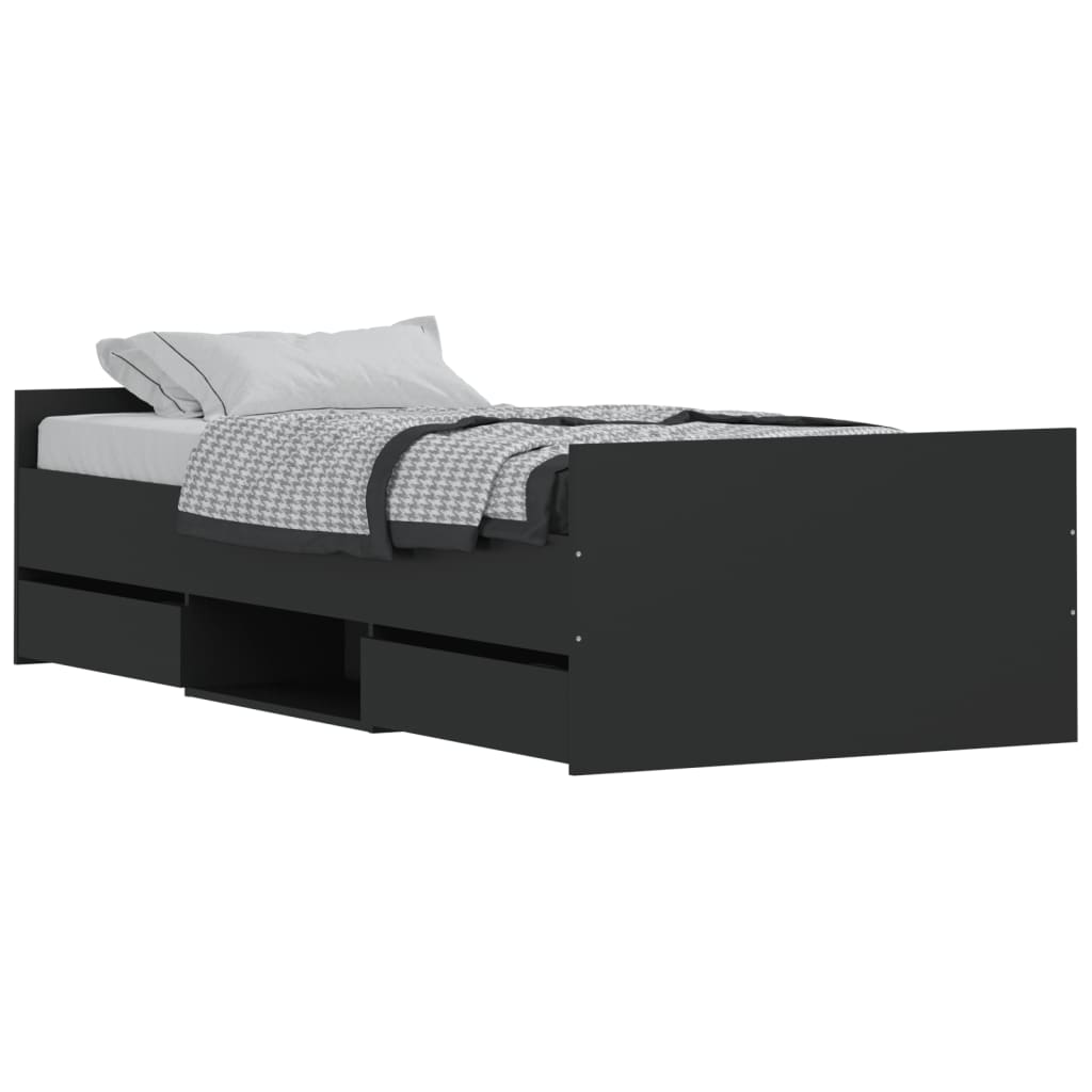 Braga Wooden Single Bed With Drawers In Black Furniture in Fashion