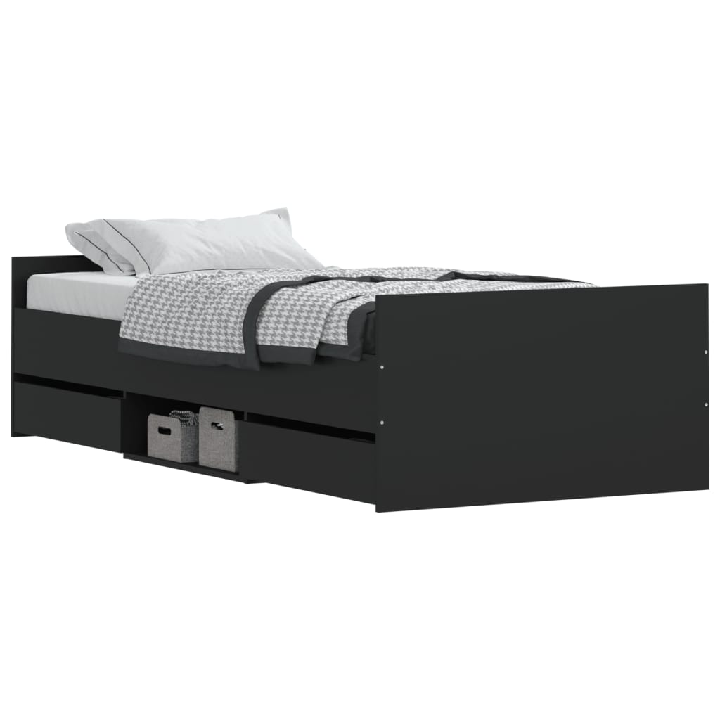 Braga Wooden Single Bed With Drawers In Black Furniture in Fashion