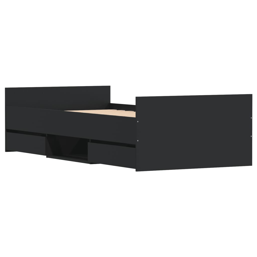 Braga Wooden Single Bed With Drawers In Black