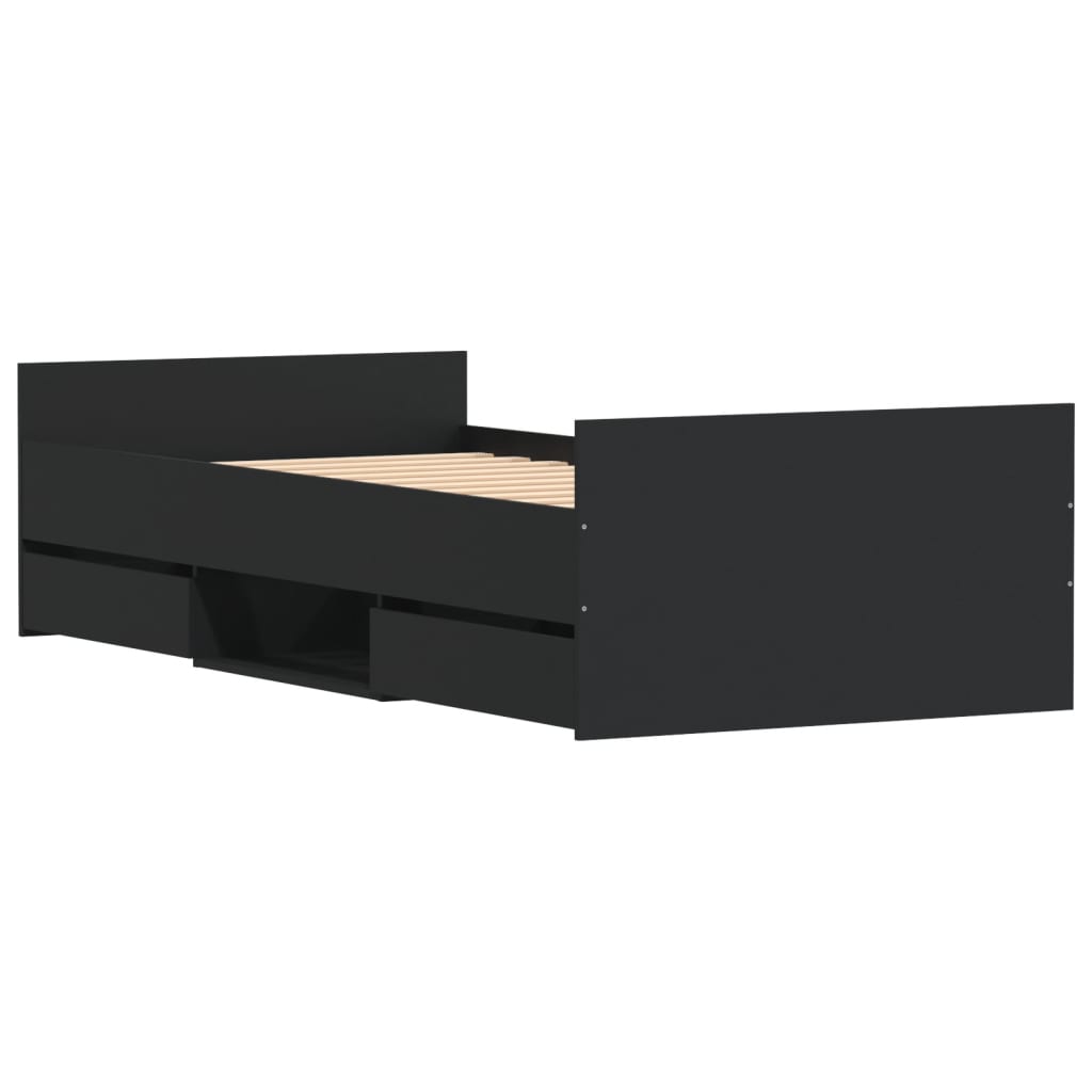 Braga Wooden Single Bed With Drawers In Black