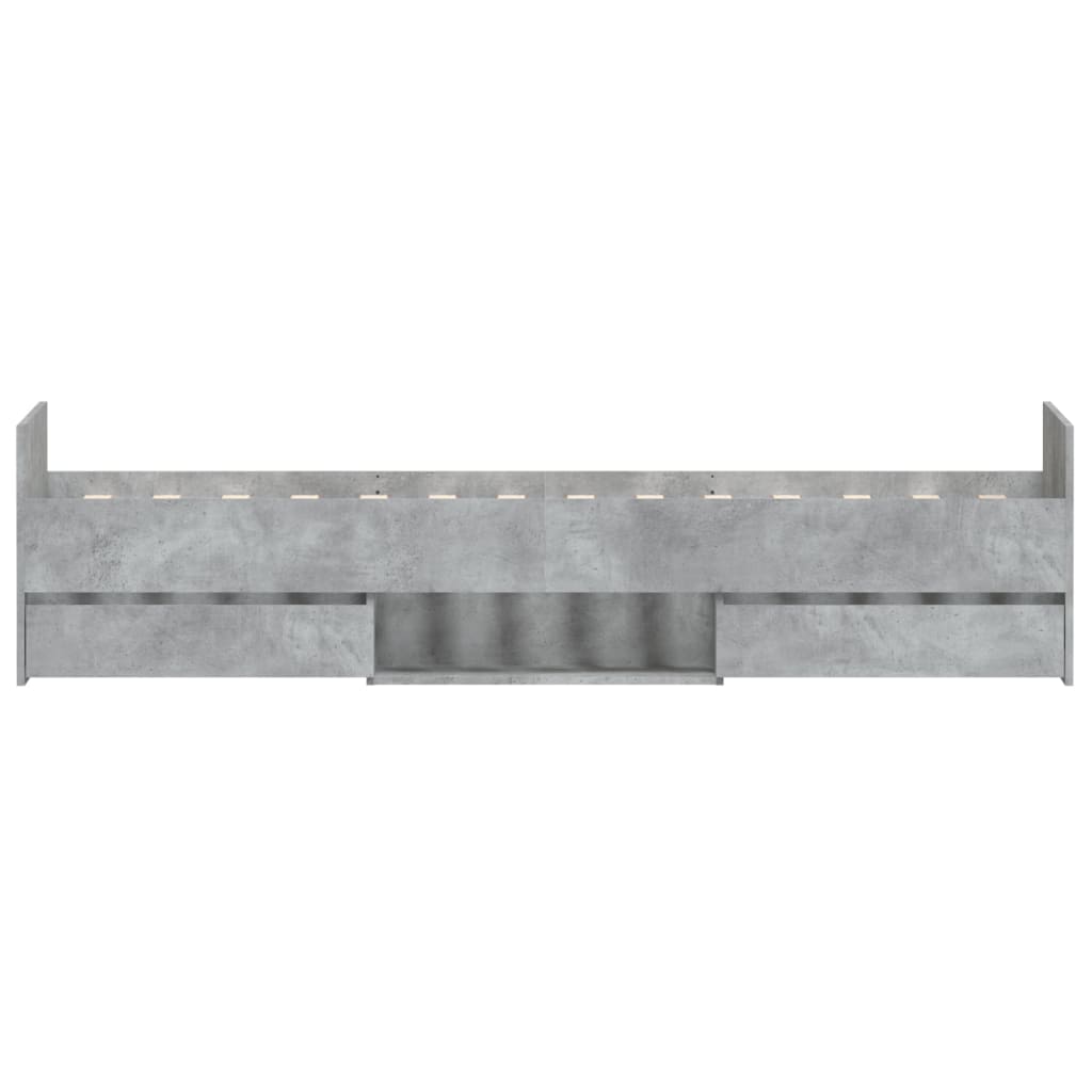 Braga Wooden Single Bed With Drawers In Concrete Effect