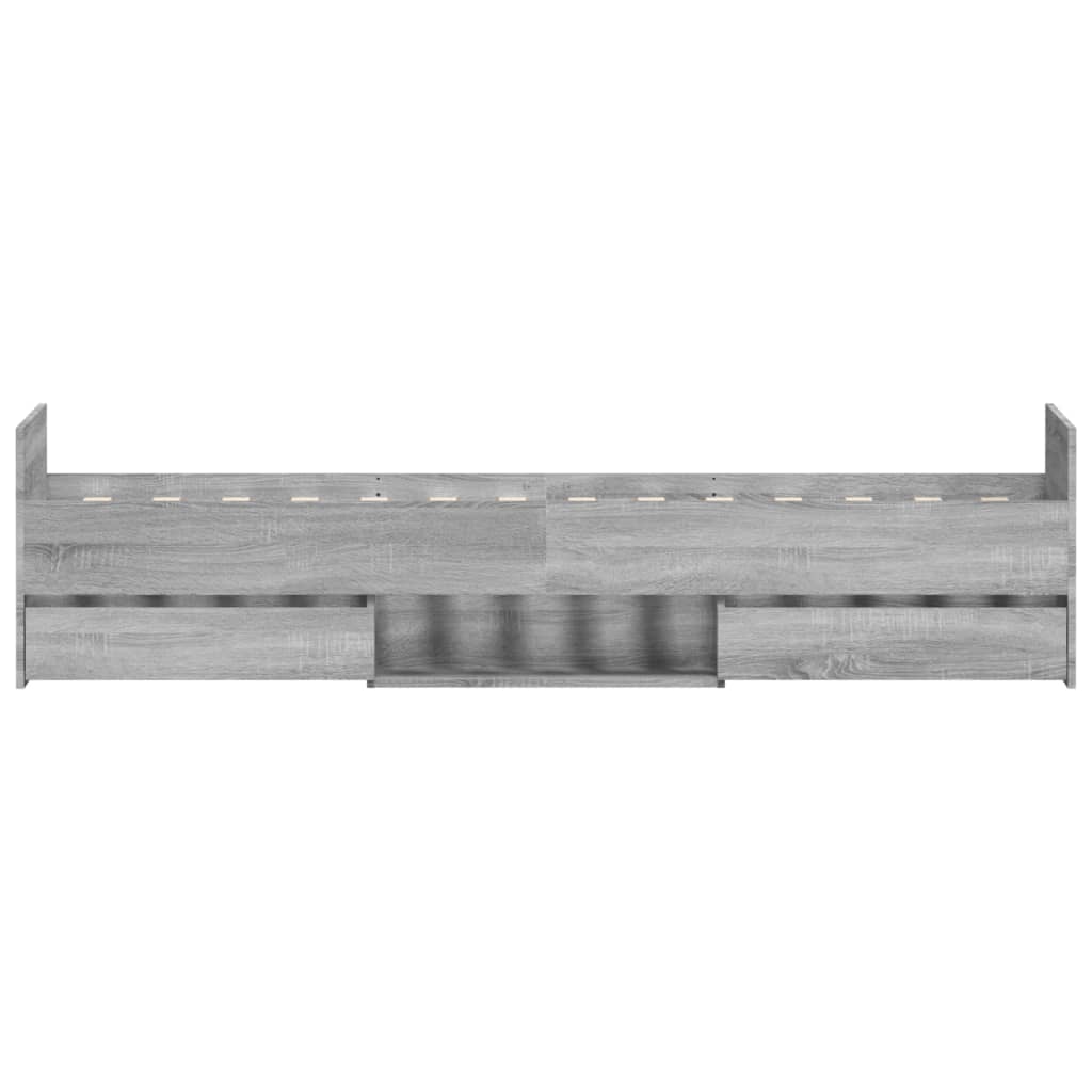 Braga Wooden Single Bed With Drawers In Grey Sonoma Oak