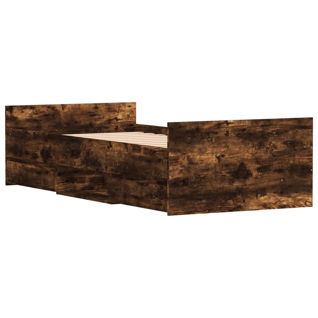 Braga Wooden Single Bed With Drawers In Smoked Oak Furniture in Fashion