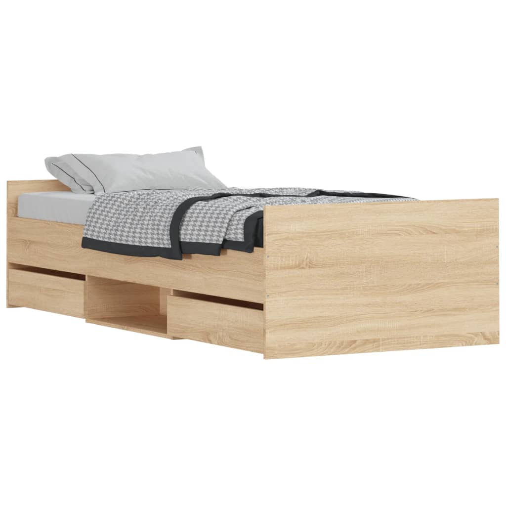 Braga Wooden Single Bed With Drawers In Sonoma Oak Furniture in Fashion