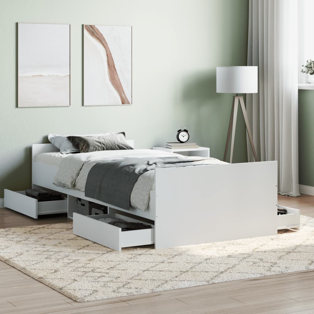 Product photograph of Braga Wooden Single Bed With Drawers In White from Furniture in Fashion