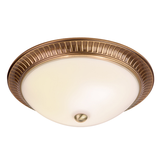 Photo of Brahm 2 lights flush ceiling light in antique brass