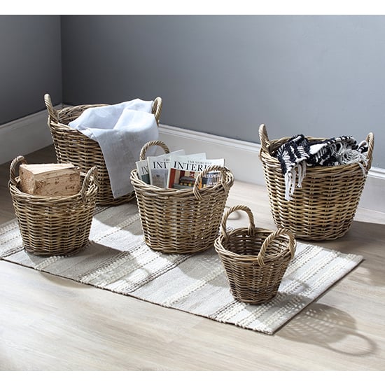 Read more about Braila set of 5 rattan log baskets in natural