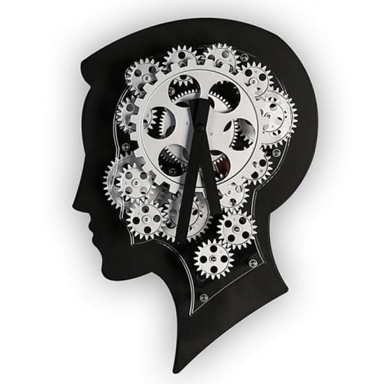 Brainwork Metal Wall Clock In Black And Silver Frame