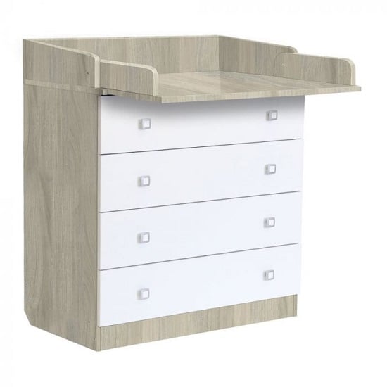 Braize Wooden 4 Drawers Chest With Changing Top In Elm And White_2