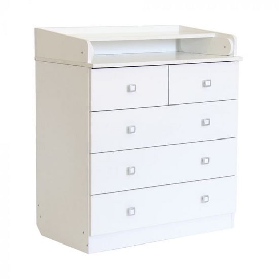 Braize Wooden 5 Drawers Chest With Changing Top In White