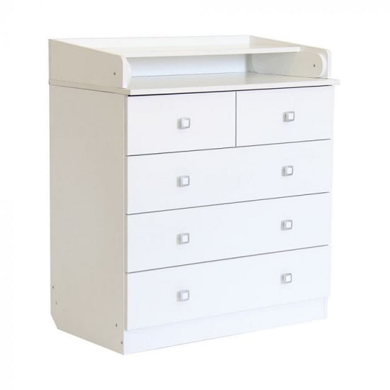 Product photograph of Braize Wooden 5 Drawers Chest With Changing Top In White from Furniture in Fashion