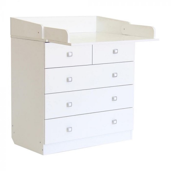Braize Wooden 5 Drawers Chest With Changing Top In White_2
