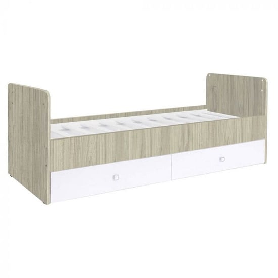Braize Children Storage Cot Bed In Elm And White And Mattress_2