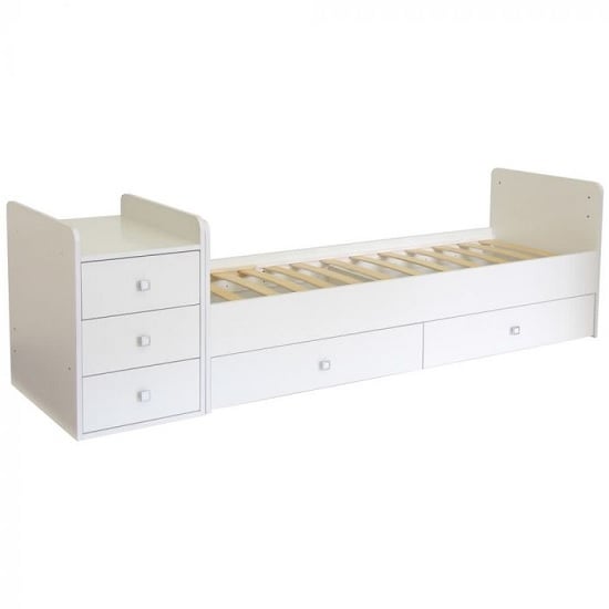 Braize Children Cot Bed In White With Changing Top And Mattress FiF