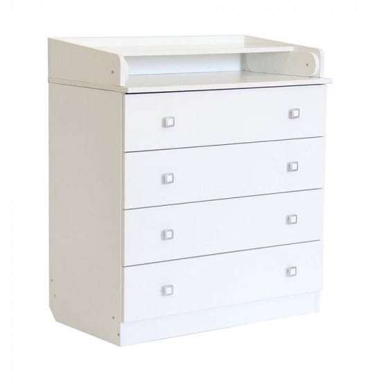 Photo of Braize wooden 4 drawers chest with changing top in white