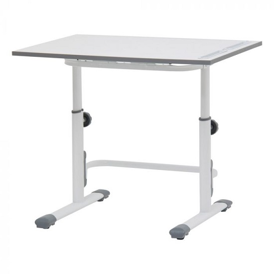 Braize Height Adjustable Study Desk In White And Grey Furniture in