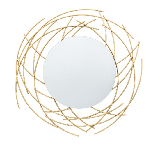 Read more about Braking round wall mirror in gold iron frame