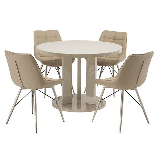Brambee Glass Latte Gloss Dining Table 4 Serbia Stone Chairs_1