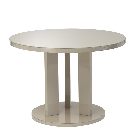 Photo of Brambee glass dining table round in latte and high gloss