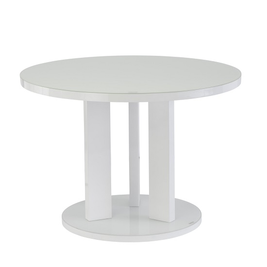 Photo of Brambee glass dining table round in white and high gloss