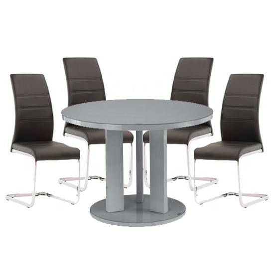 Brambee grey gloss glass dining table and 4 sako black chairs £939.95 gofurniture.co.uk
