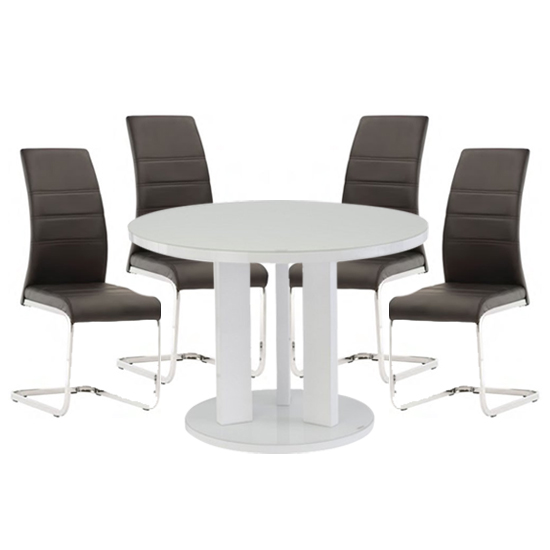 Brambee White Gloss Glass Dining Table And 4 Sako Black Chairs