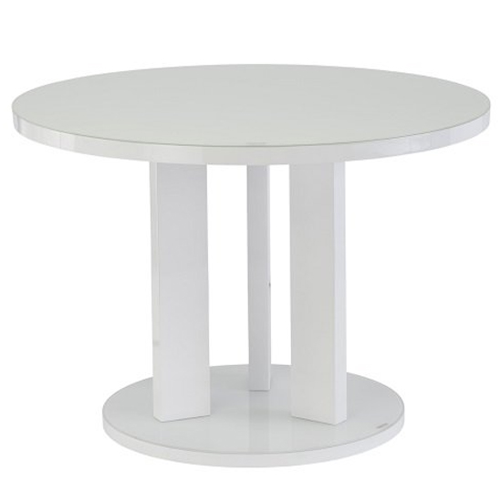Brambee White Gloss Glass Dining Table And 4 Sako Purple Chairs_2